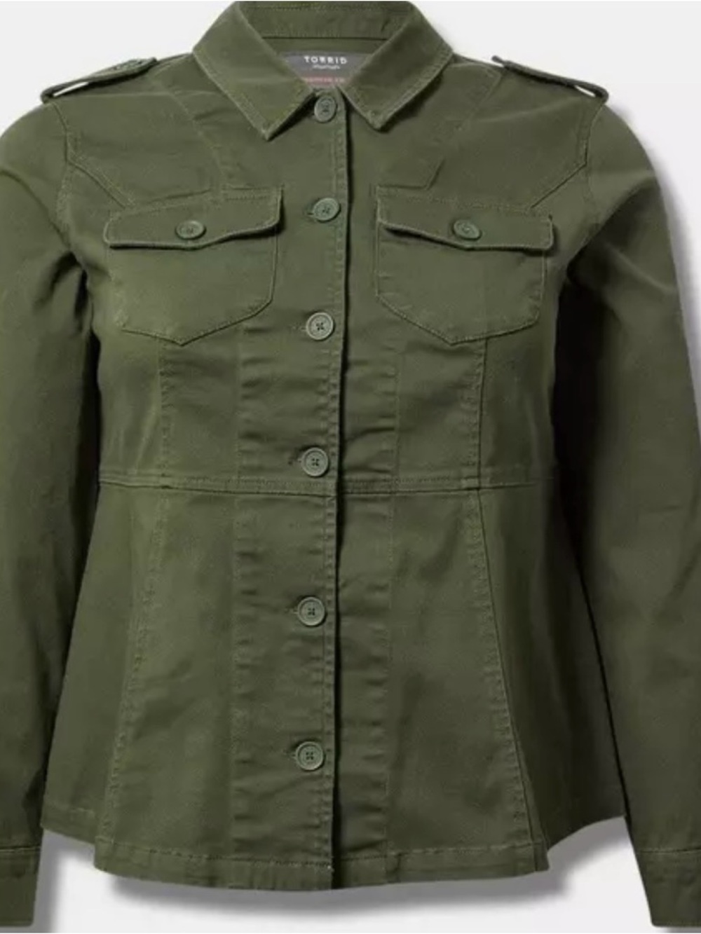 torrid Olive Green Button-Front Utility Jacket